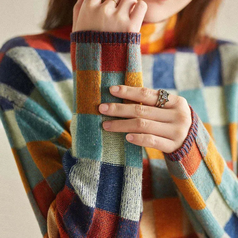 Multicolor trui met ruitpatroon
