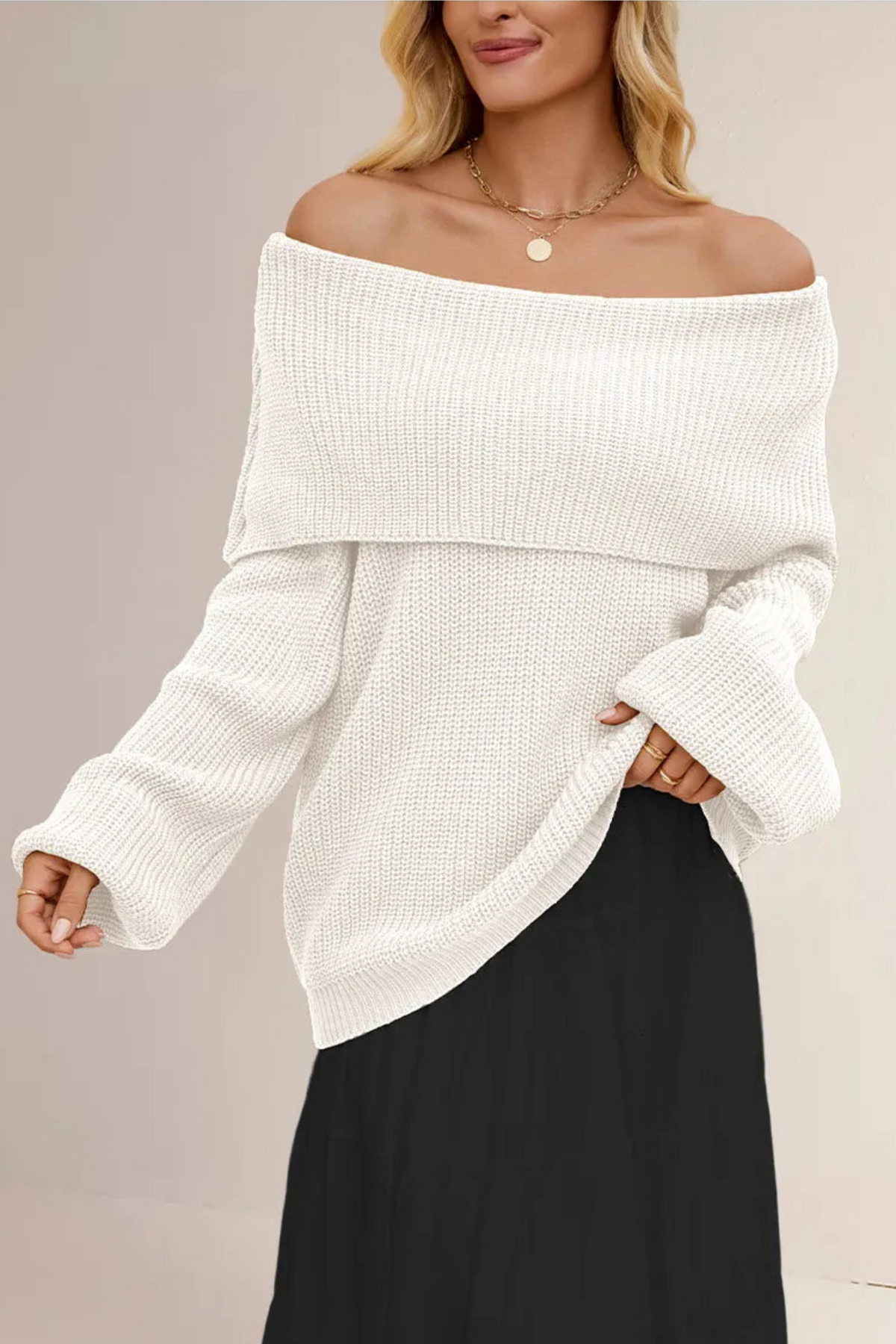 Off-shoulder trui met brede halslijn voor dames