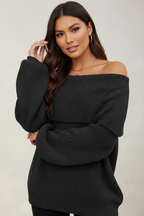 Off-shoulder trui met brede halslijn voor dames in zwart