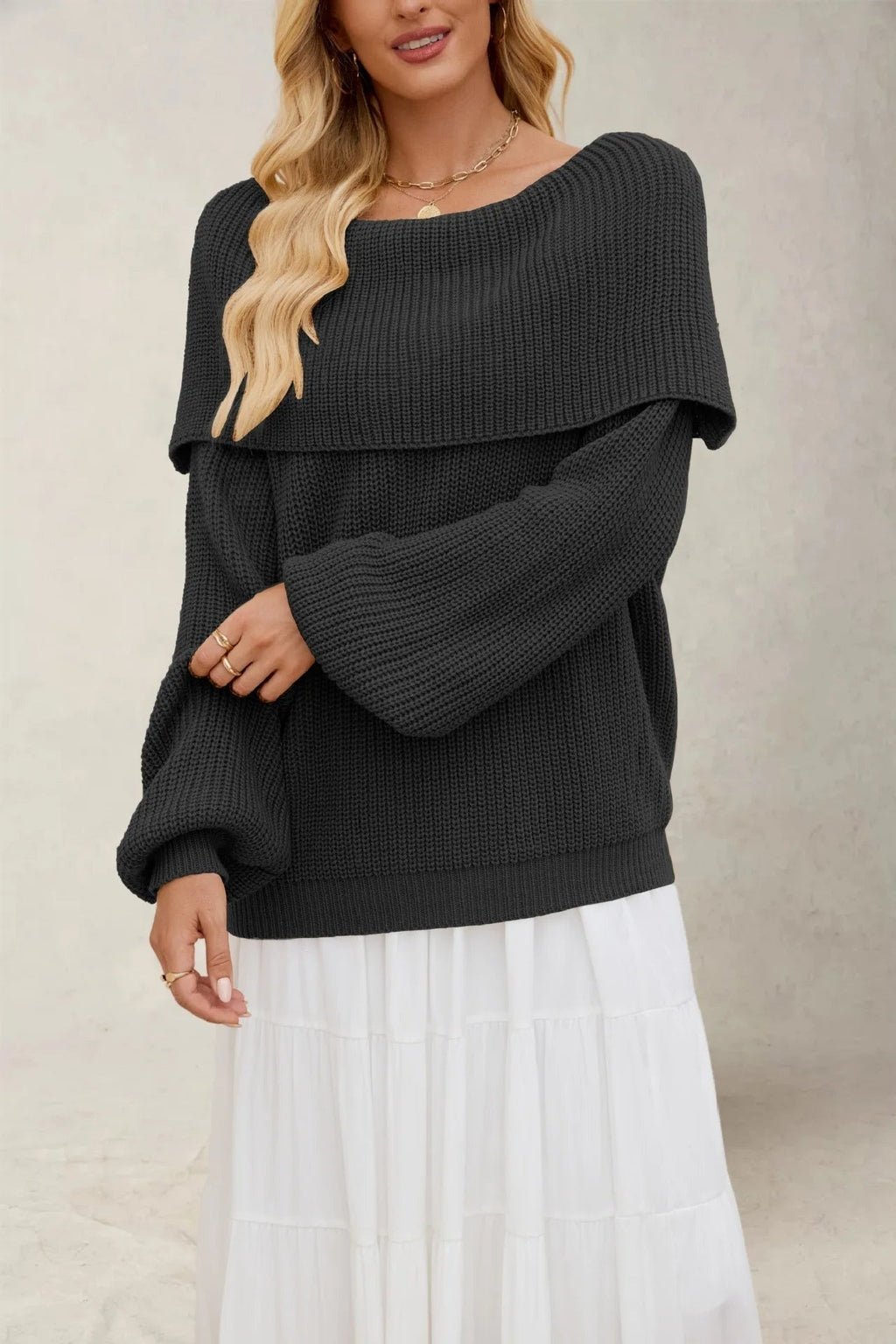 Off-shoulder trui met brede halslijn voor dames