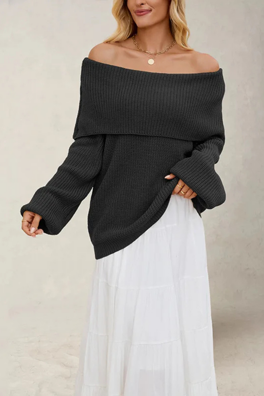 Off-shoulder trui met brede halslijn voor dames