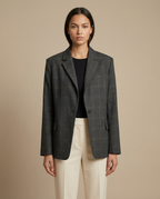 Oversized blazer met ruitdessin en asymmetrische sluiting voor dames