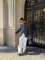 Oversized blazer met ruitdessin en asymmetrische sluiting voor dames