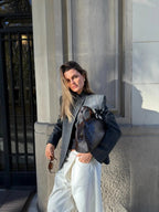 Oversized blazer met ruitdessin en asymmetrische sluiting voor dames