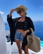 Oversized blouse met geborduurd oogdetail