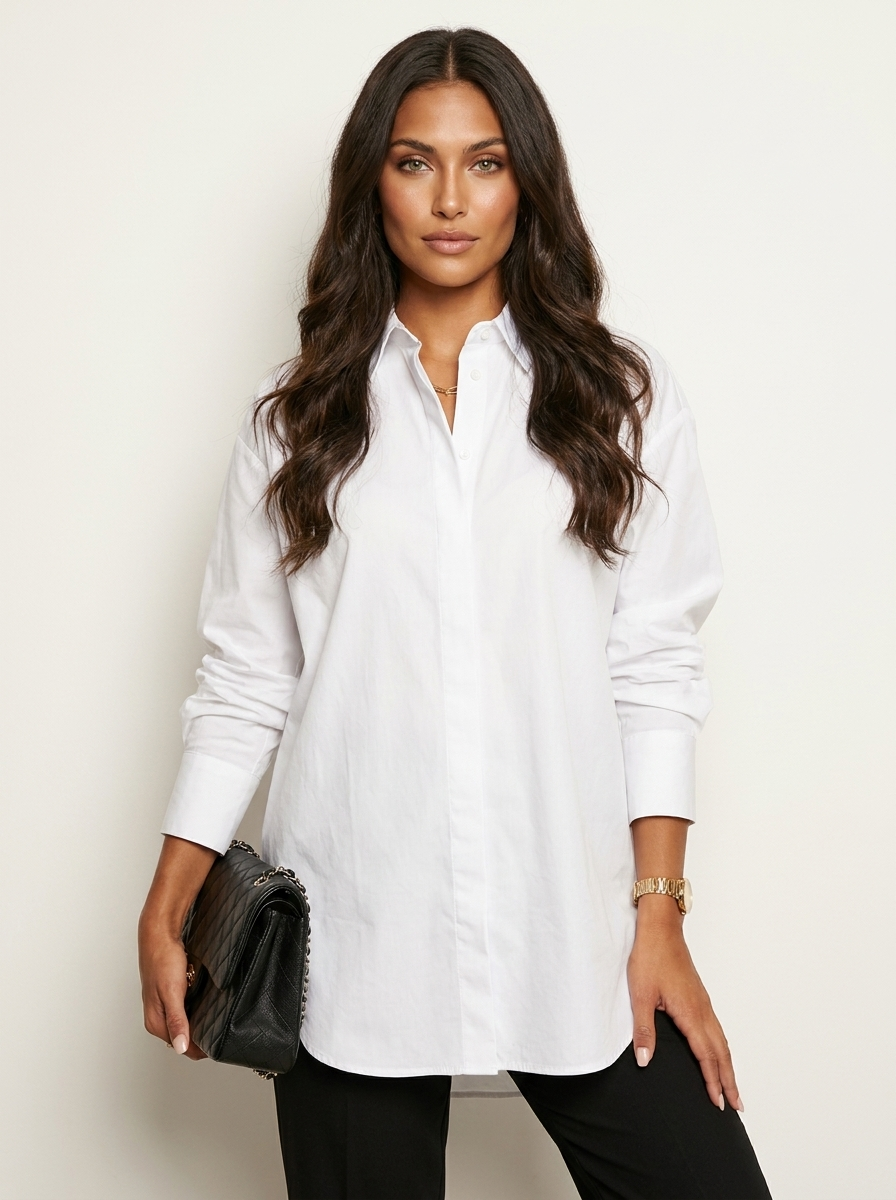 Oversized blouse met tuniek lengte voor dames in wit