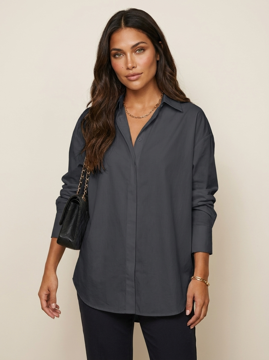 Oversized blouse met tuniek lengte voor dames in zwart