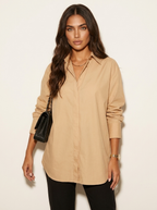 Oversized blouse met tuniek lengte voor dames in oranje