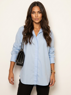 Oversized blouse met tuniek lengte voor dames in lichtblauw