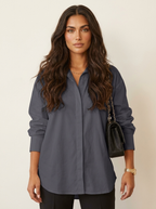 Oversized blouse met tuniek lengte voor dames in grijs
