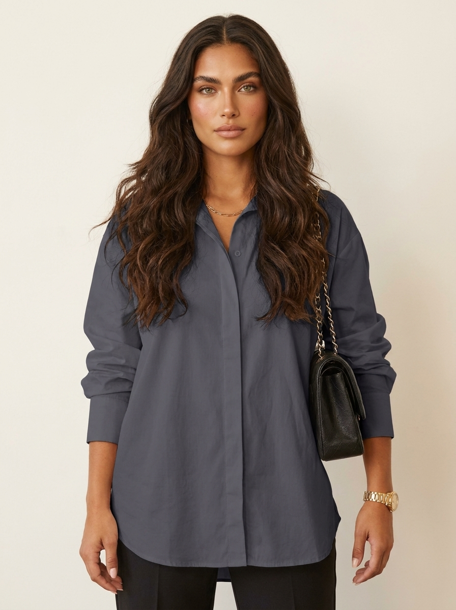 Oversized blouse met tuniek lengte voor dames in grijs