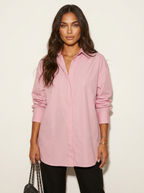 Oversized blouse met tuniek lengte voor dames in roze