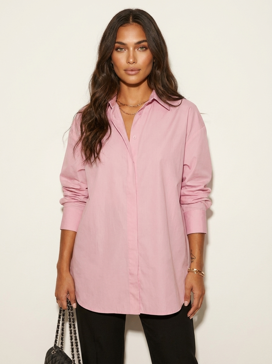 Oversized blouse met tuniek lengte voor dames in roze