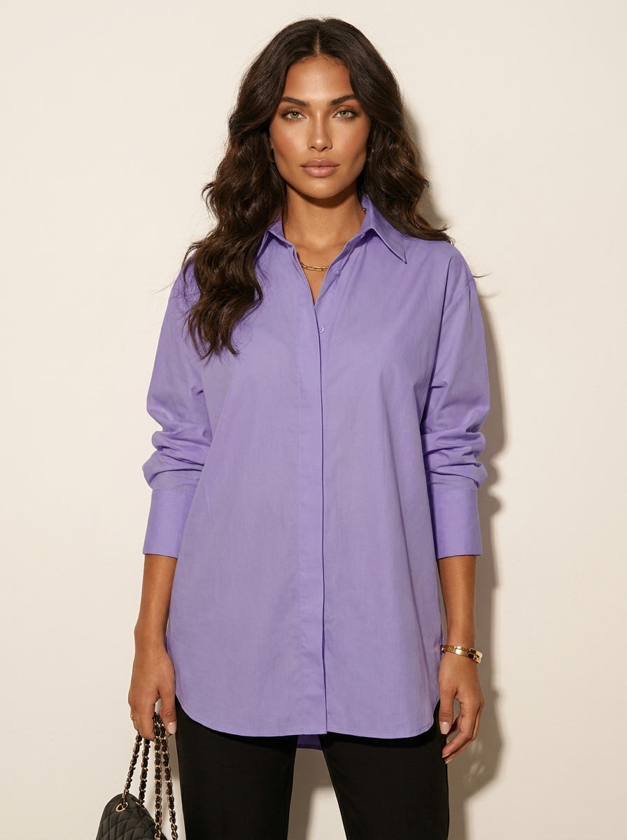 Oversized blouse met tuniek lengte voor dames in paars