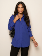 Oversized blouse met tuniek lengte voor dames in blauw