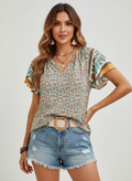 Oversized blouse met V-hals in grijs