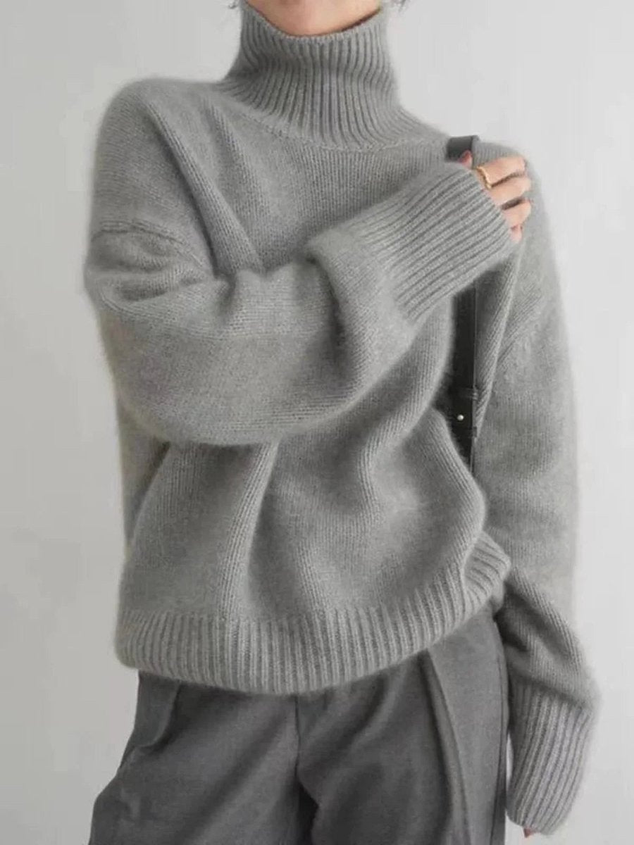 Oversized coltrui met geribde manchetten voor dames in grijs