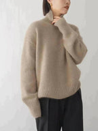 Oversized coltrui met geribde manchetten voor dames in khaki