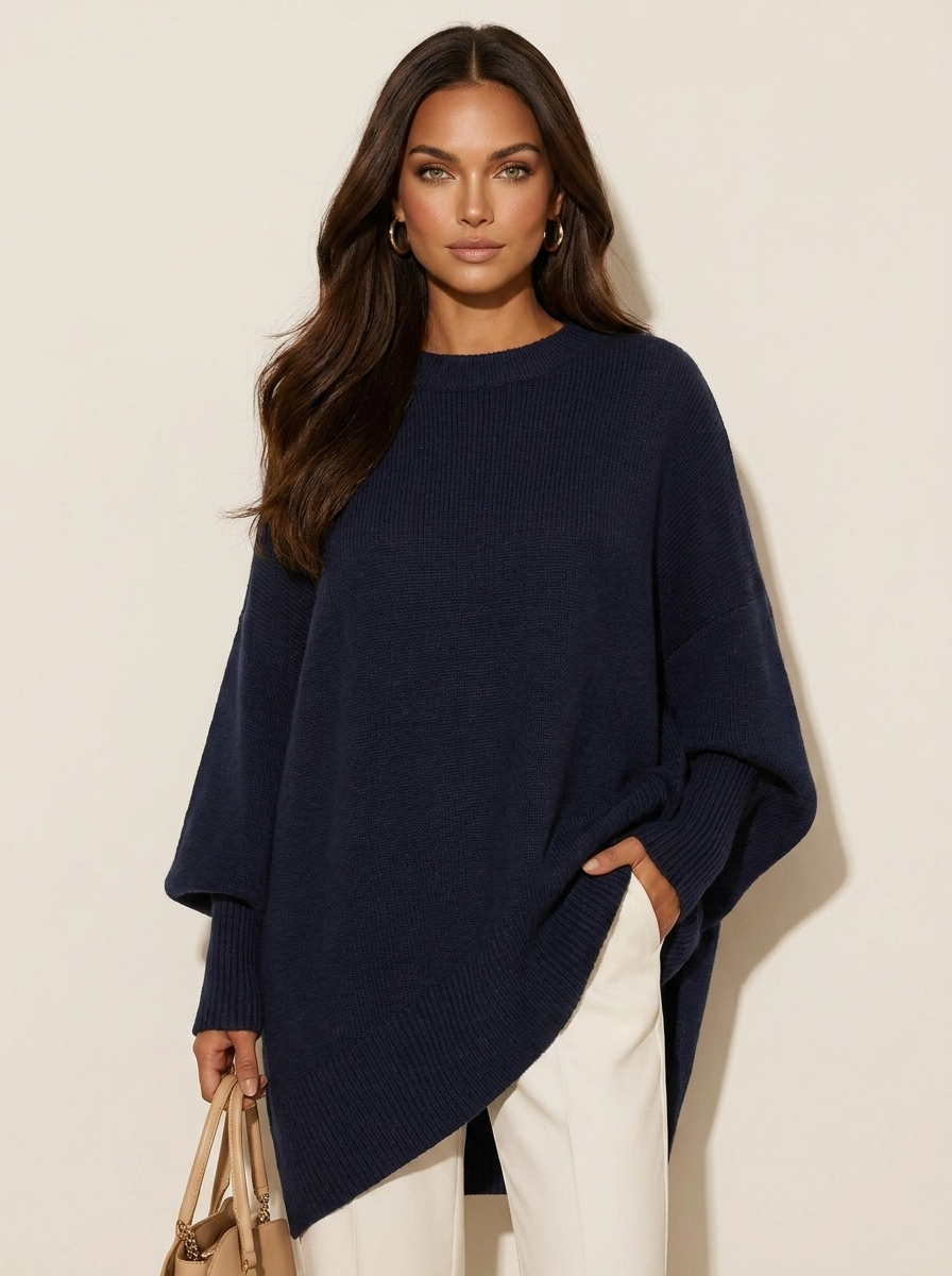 Oversized gebreide trui met ronde hals voor dames