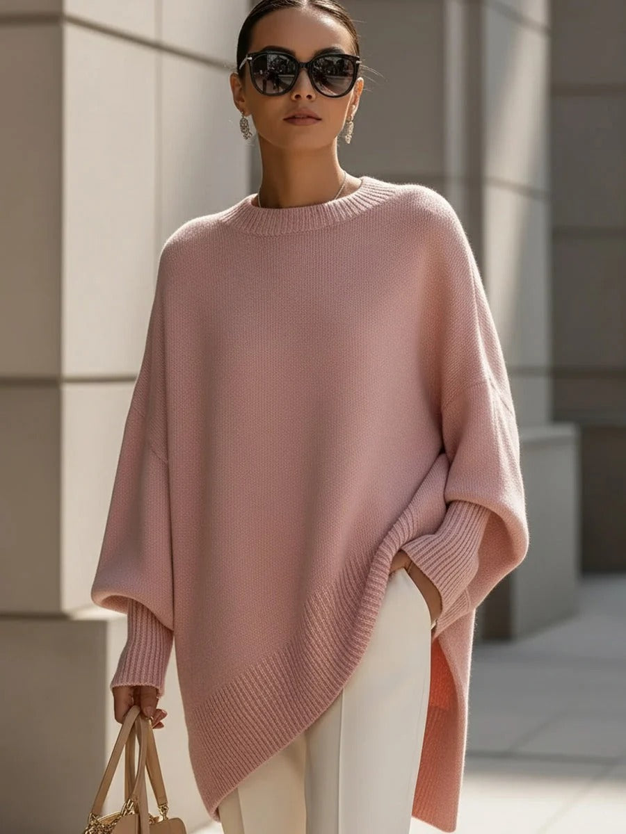Oversized gebreide trui met ronde hals voor dames