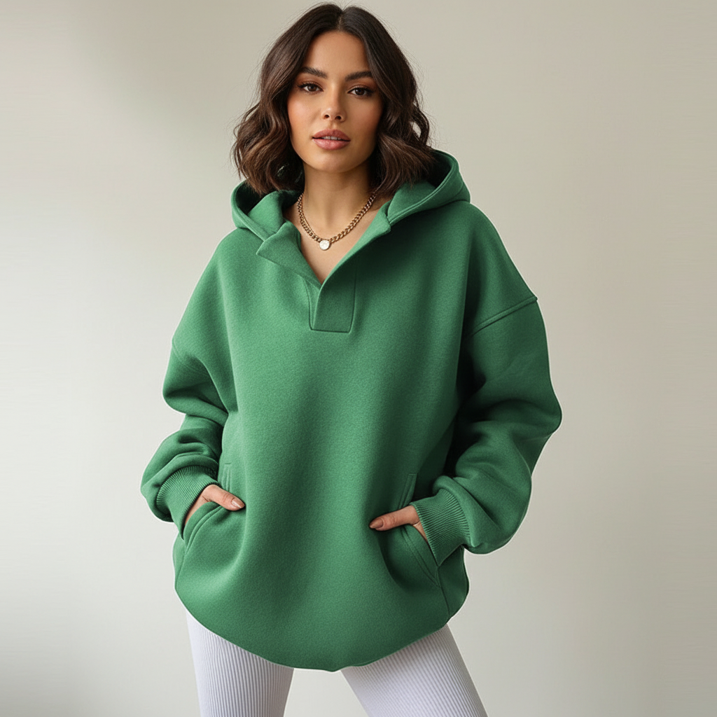 Oversized hoodie met capuchon voor dames in groen
