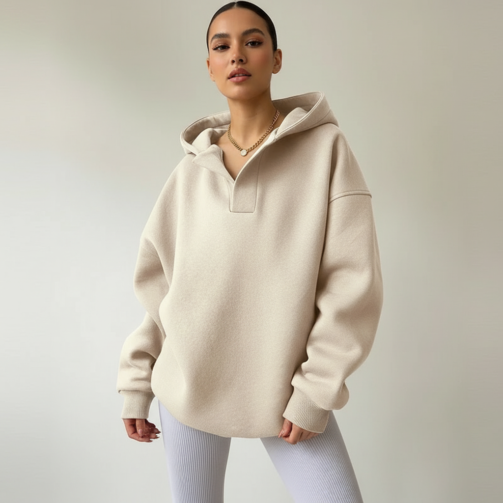 Oversized hoodie met capuchon voor dames in beige