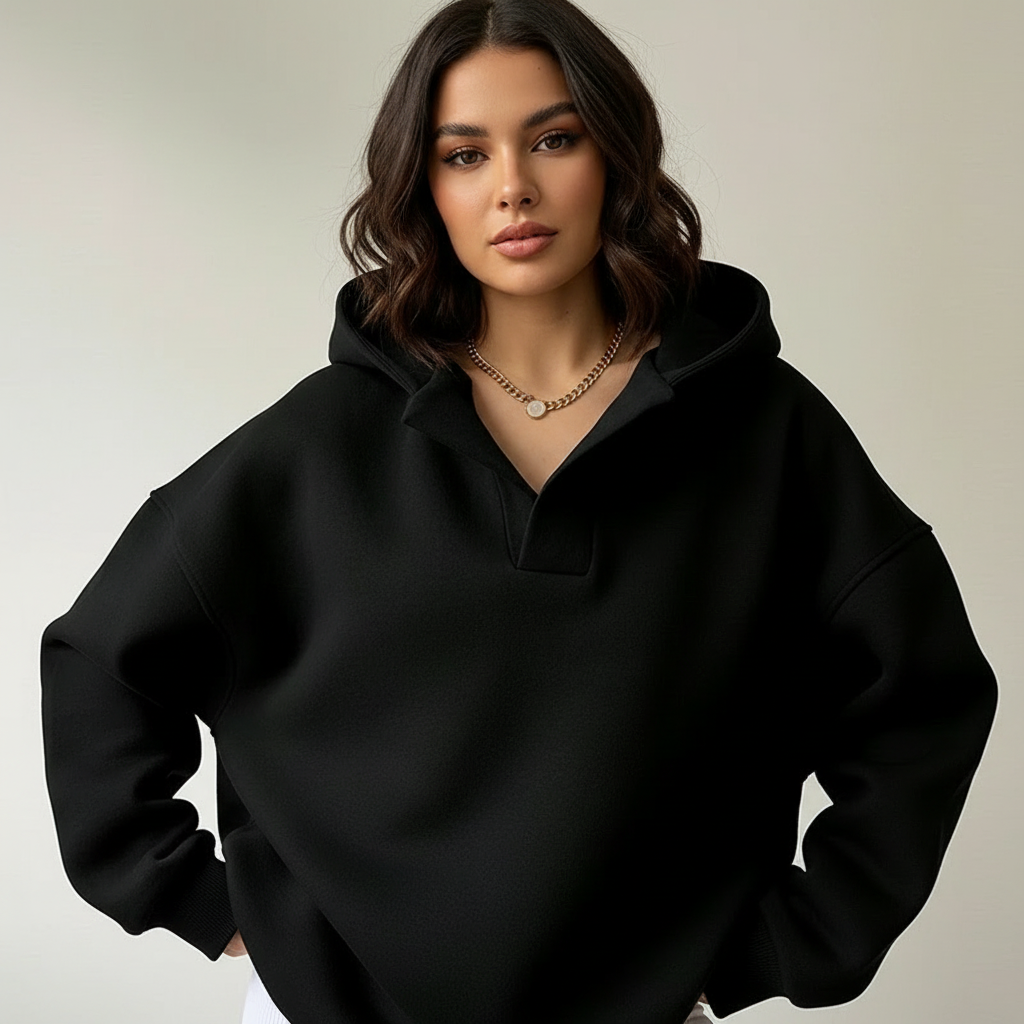 Oversized hoodie met capuchon voor dames in zwart