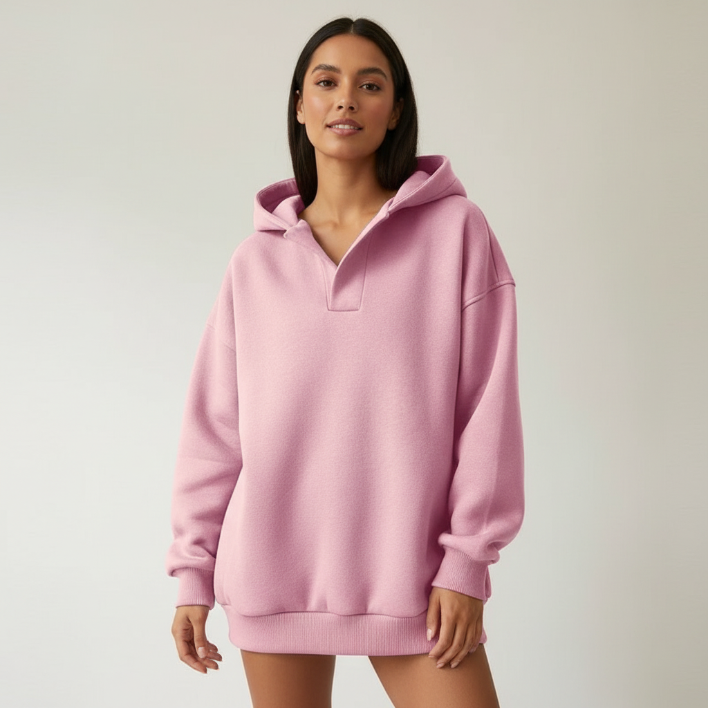 Oversized hoodie met capuchon voor dames in roze
