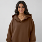 Oversized hoodie met capuchon voor dames in bruin