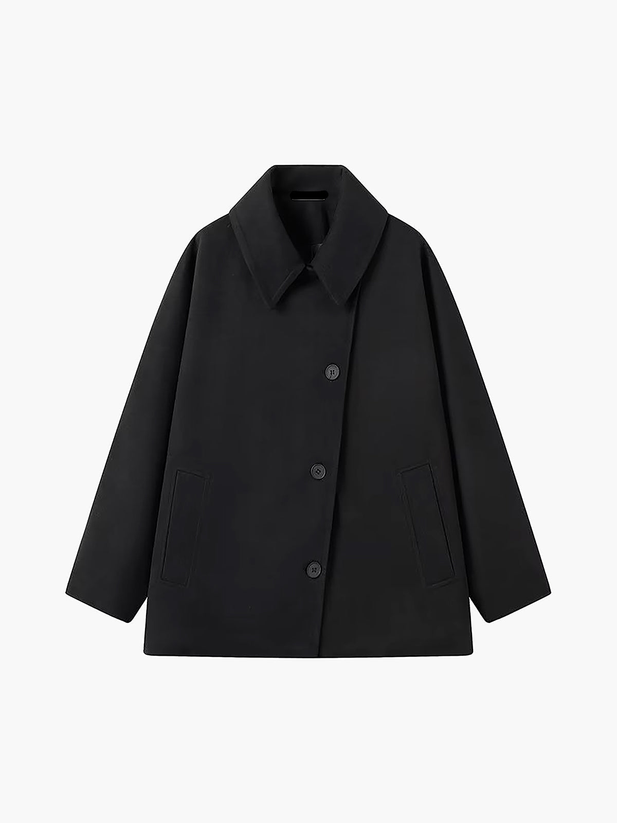 Oversized jas met knoopsluiting en verlaagde schouders voor dames in zwart