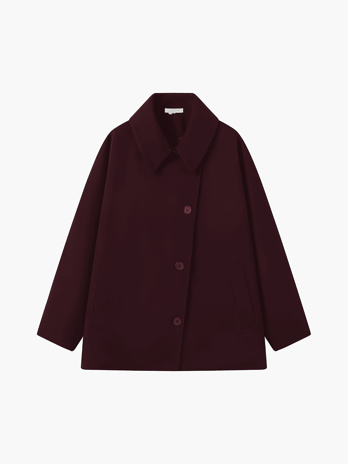 Oversized jas met knoopsluiting en verlaagde schouders voor dames in donkerrood
