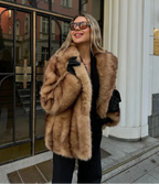 Oversized jas van imitatiebont met open voorkant voor dames