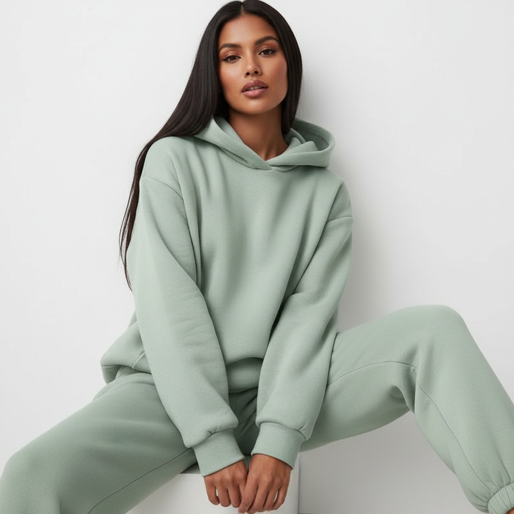 Oversized loungewear set met hoodie en broek voor dames in lichtgroen