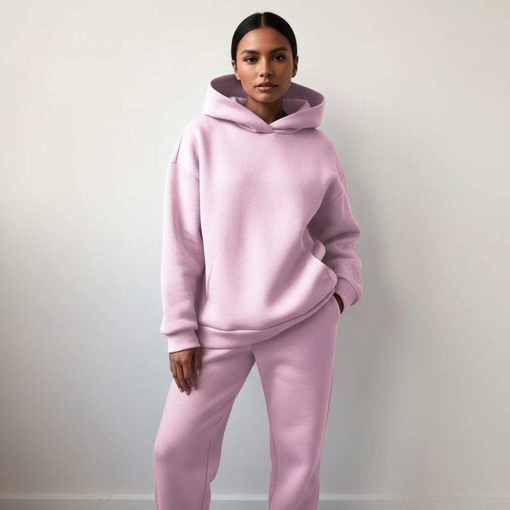 Oversized loungewear set met hoodie en broek voor dames in roze