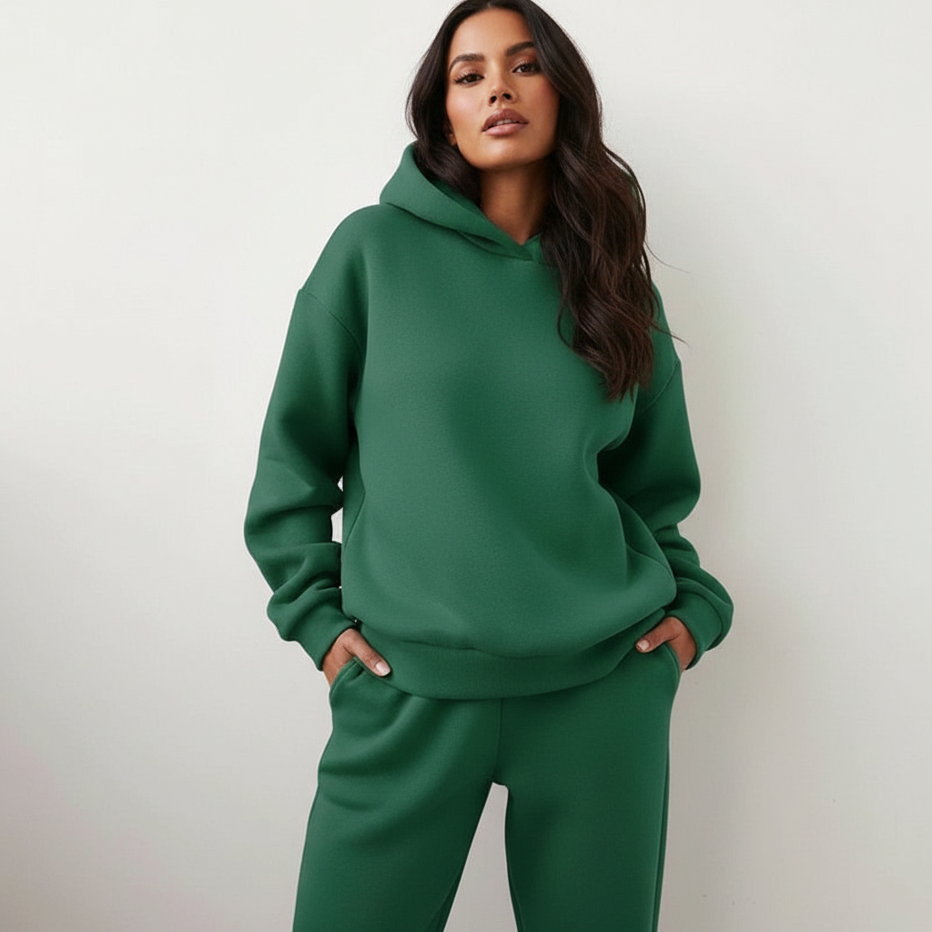 Oversized loungewear set met hoodie en broek voor dames in groen
