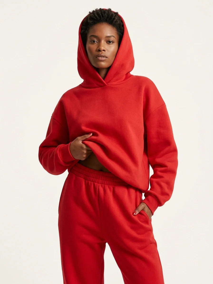 Oversized loungewear set met hoodie en broek voor dames in rood