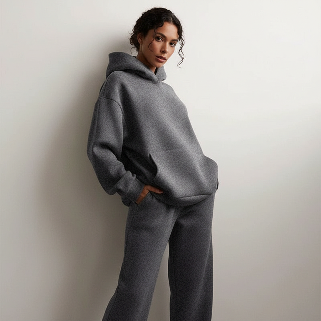 Oversized loungewear set met hoodie en broek voor dames in grijs