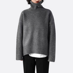 Oversized trui met col en geribde boorden voor dames in grijs