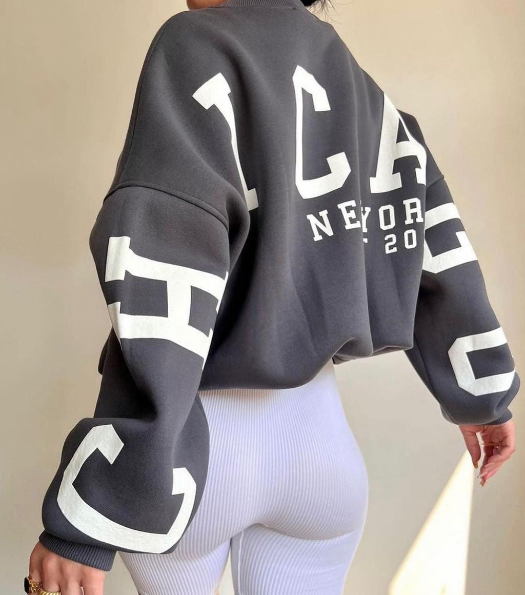 Oversized trui met grafische print en ruime pasvorm voor dames