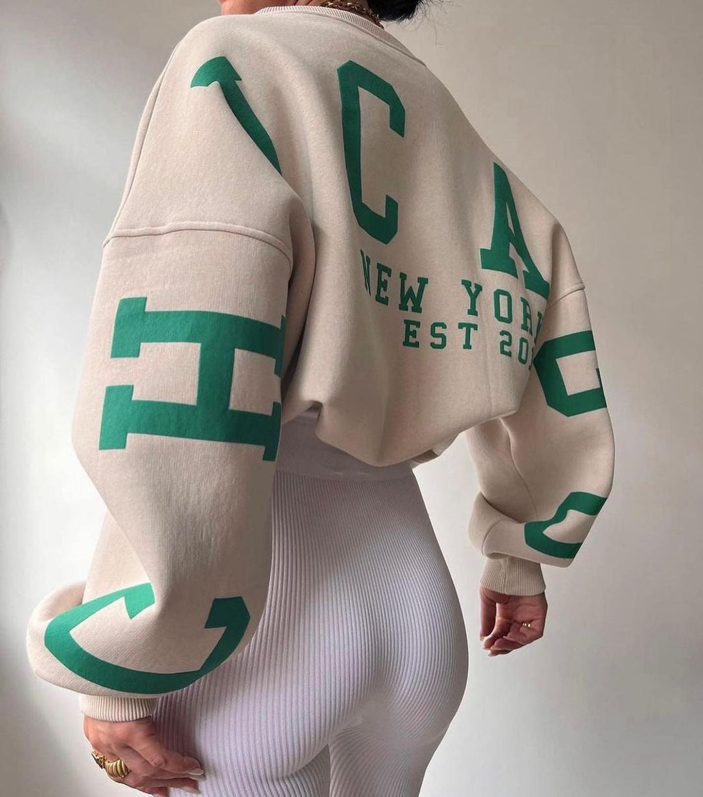Oversized trui met grafische print en ruime pasvorm voor dames