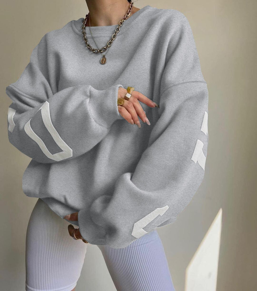 Oversized trui met grafische print en ruime pasvorm voor dames