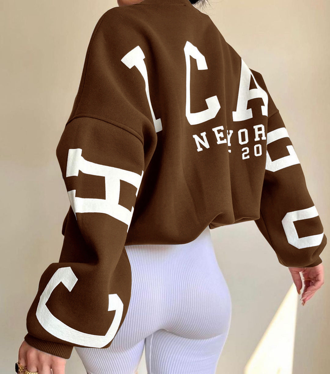 Oversized trui met grafische print en ruime pasvorm voor dames