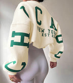 Oversized trui met grafische print en ruime pasvorm voor dames