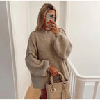 Oversized trui met wijde mouwen voor dames in khaki