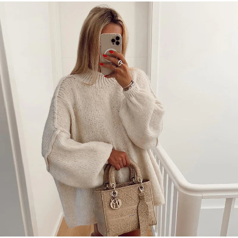 Oversized trui met wijde mouwen voor dames in wit