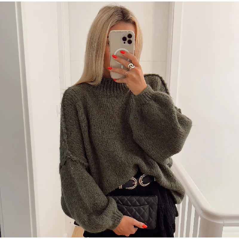 Oversized trui met wijde mouwen voor dames in groen