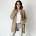Oversized vest met knoopsluiting en lange lengte in beige
