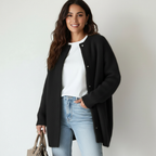 Oversized vest met knoopsluiting en lange lengte in zwart