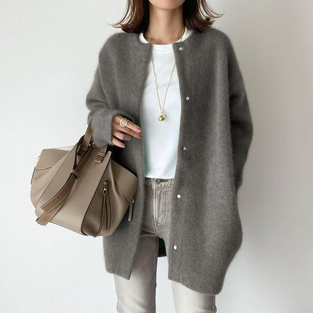 Oversized vest met knoopsluiting en lange lengte in grijs