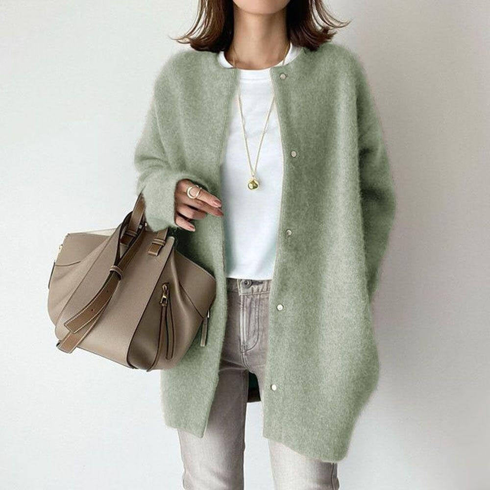 Oversized vest met knoopsluiting en lange lengte in groen